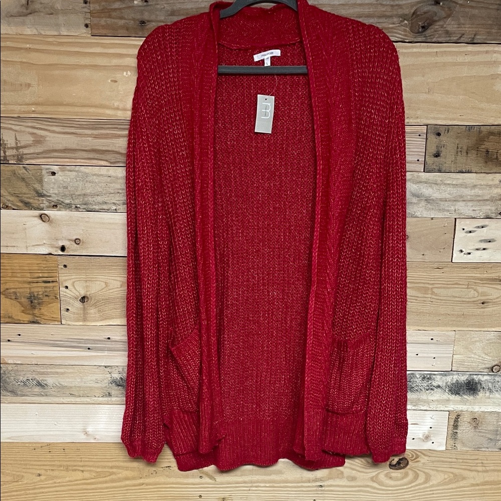 Maurices size L Vibrant Red Super Soft Open-Front Relaxed Fit Cardigan Sweater